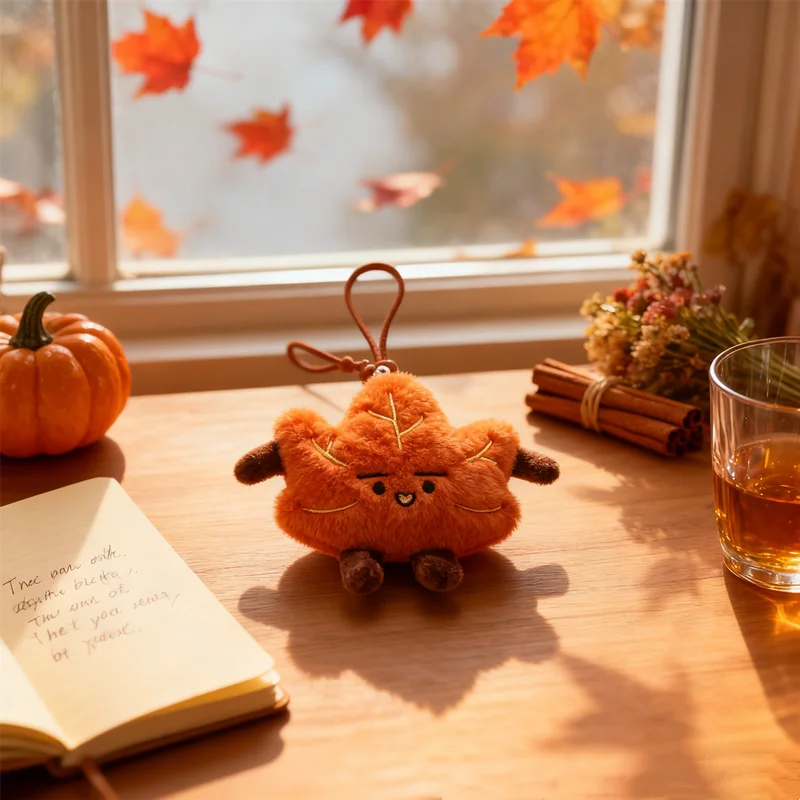 HUAHUAOne Piece Charismatic Mini Maple Leaf Plush Keychain; Adorn Backpacks and Perfect as Couple GiftHUAHUA