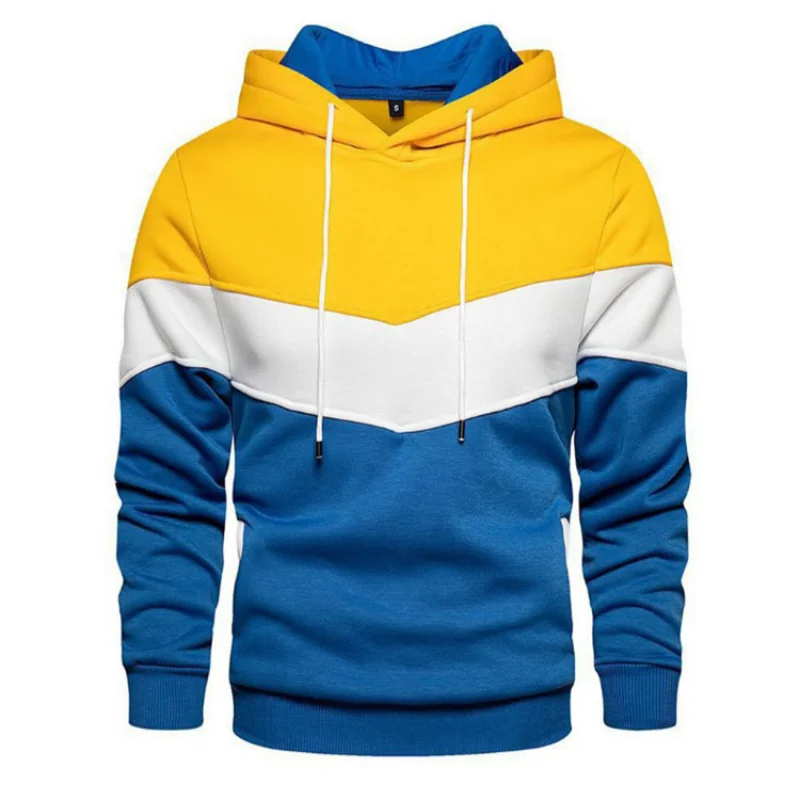 Men's Fleece Sweatshirt 2023 New Man Patchwork Hoodies Sweatshirt Autumn Winter Warm Sportswear Tracksuit Men Pullover Jacket
