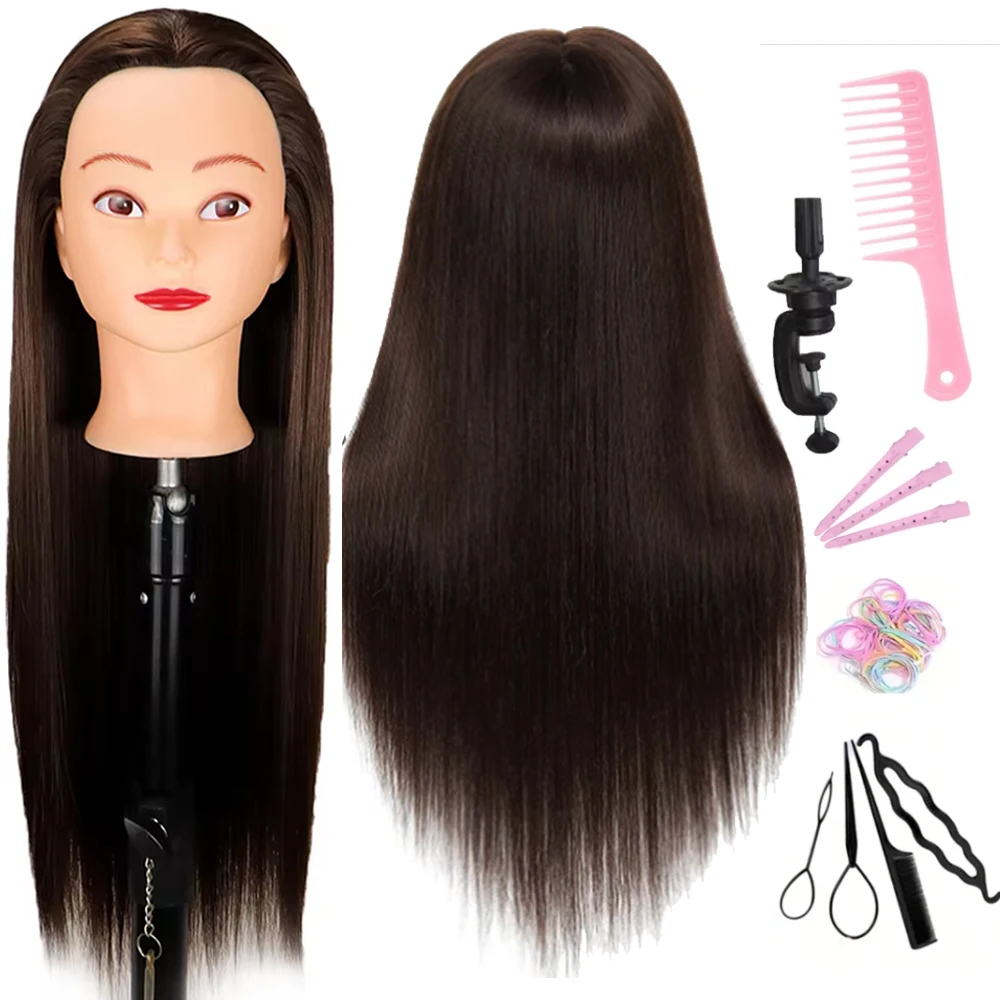 26 Inch/ 65 cm Hair Styling Mannequin Head  Doll Head Human Hair for Hairdresser Practice Hair and Makeup With Free Clamp