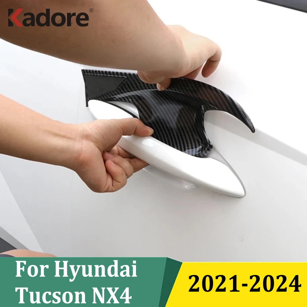 

Для Hyundai Tucson NX4 2021 2022 2023 2024, боковая дверная ручка из углеродного волокна, чаша, крышка, накладка, автомобильные аксессуары