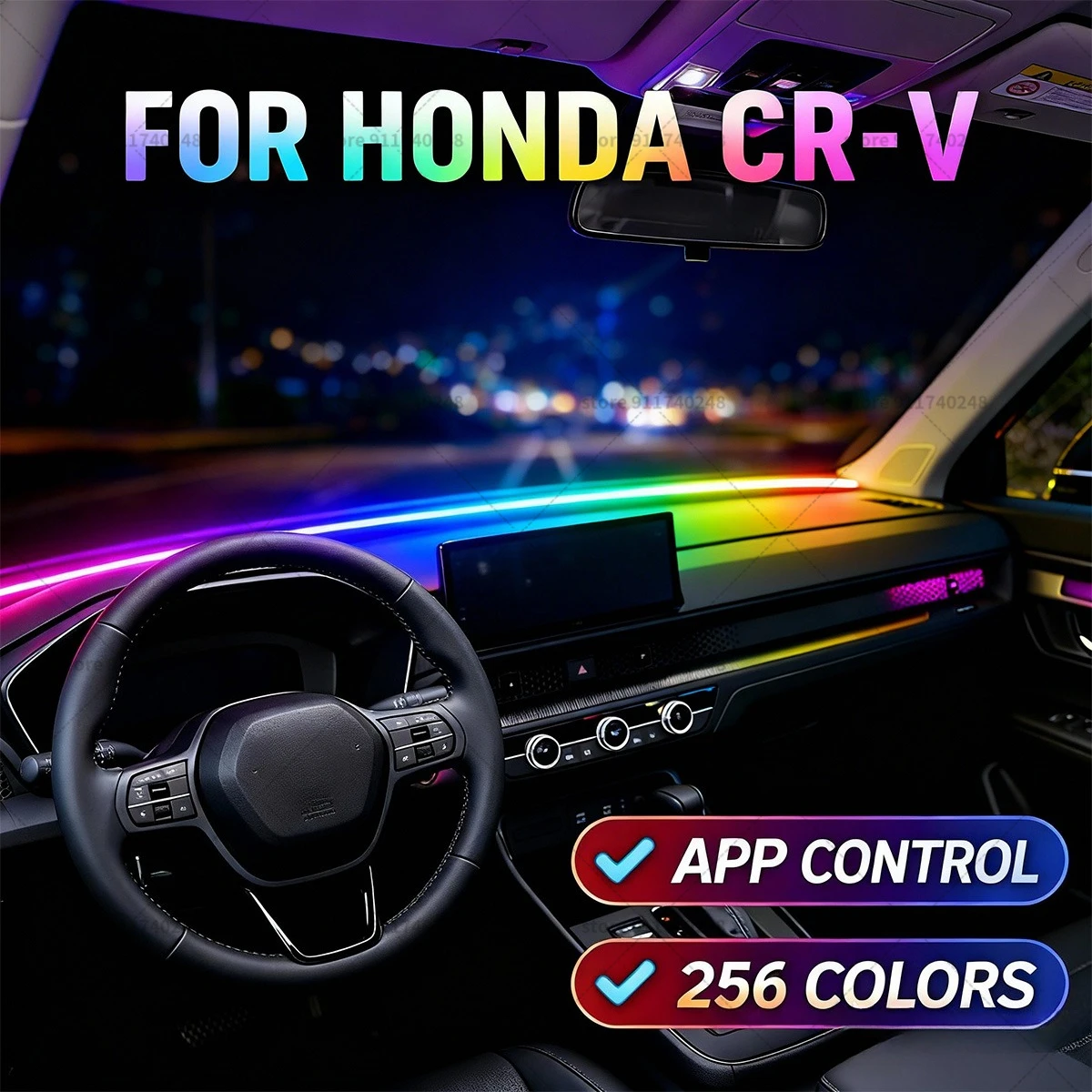 

Для Honda CR-V автомобильная декоративная световая полоса, красочная акриловая звукоизоляционная полоса на переднее лобовое стекло, свет окружающей среды