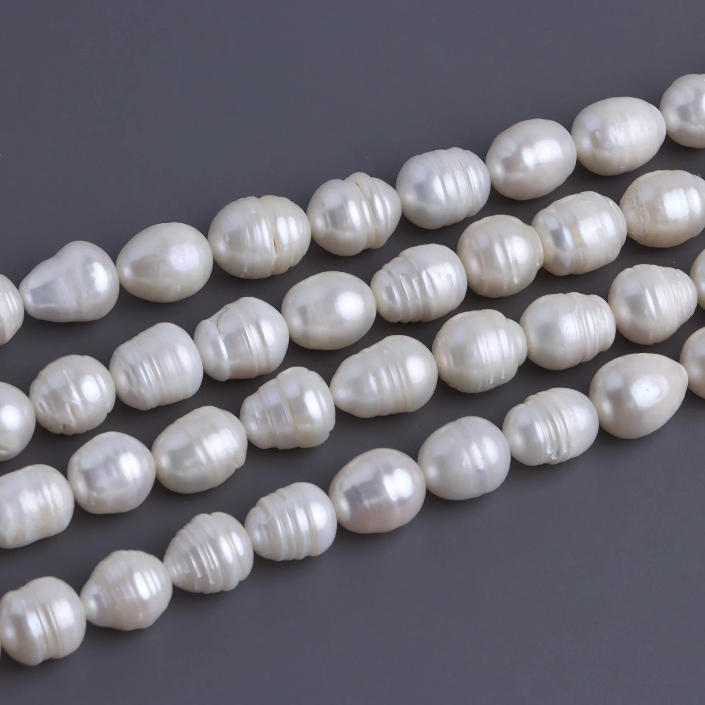 Large Particle 10-12mm Threaded Rice Beads Natural Freshwater Seedless Pearls DIY Handmade Beaded Jewelry Accessories Material