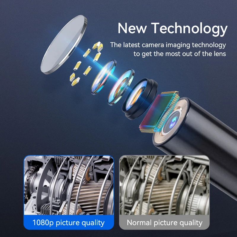 Automotive Inspect Camera Repair Tools IP67 Waterproof 2MP 8LED Portable Rigid Pipe Sewer Borescope 2.4Inch Industrial Endoscope