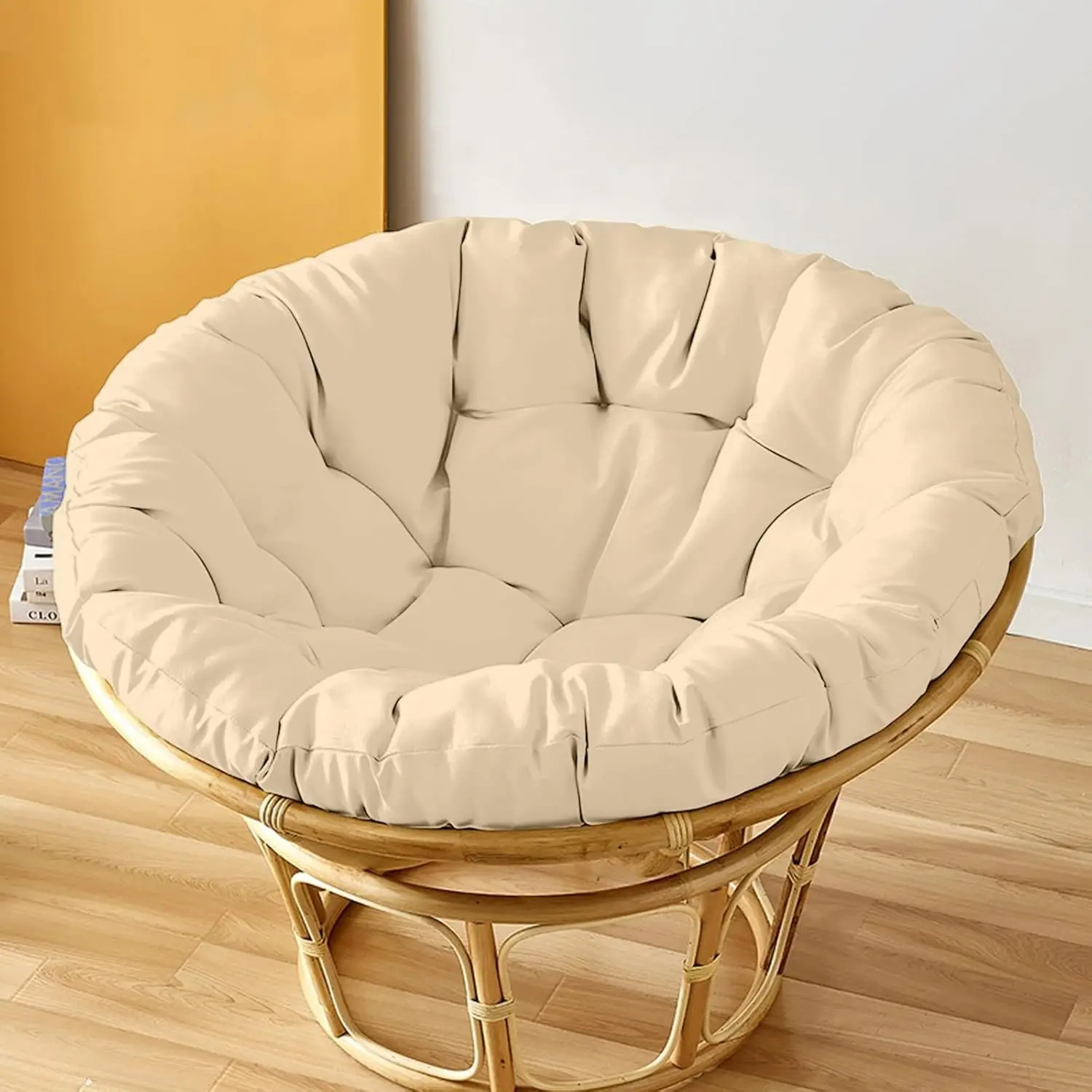 Papasan Round Chair Cushions,Papasan Chair Cushion with Ties,Outdoor Waterproof Egg Chair Pad,Thick Comfortable Papasan Seat
