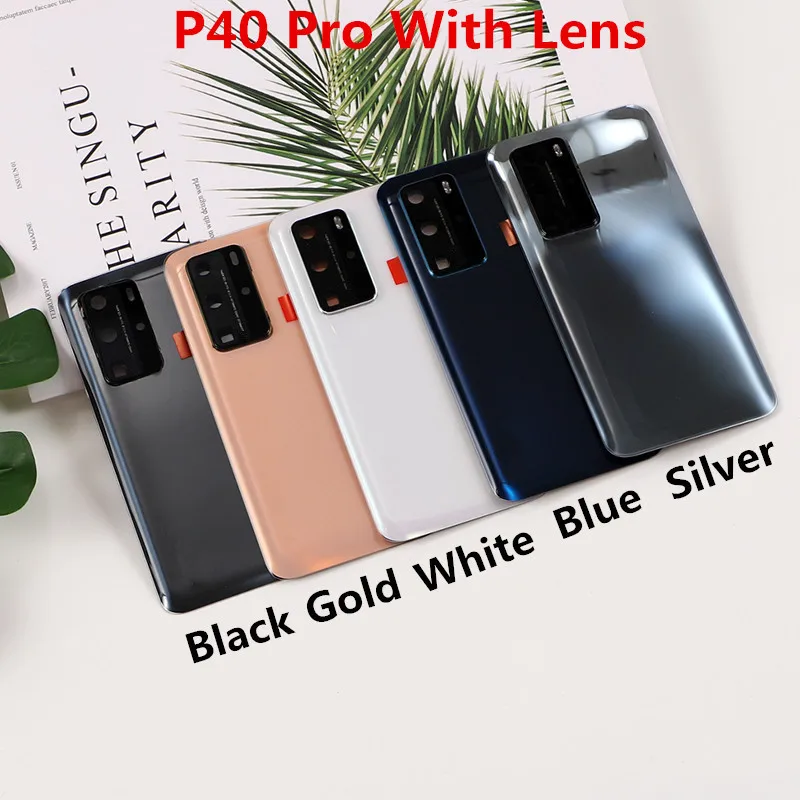 P40Pro Battery Back Cover For Huawei P40 Pro Rear Housing Glass Case Replace Phone Repair Spare Part + Camera Lens