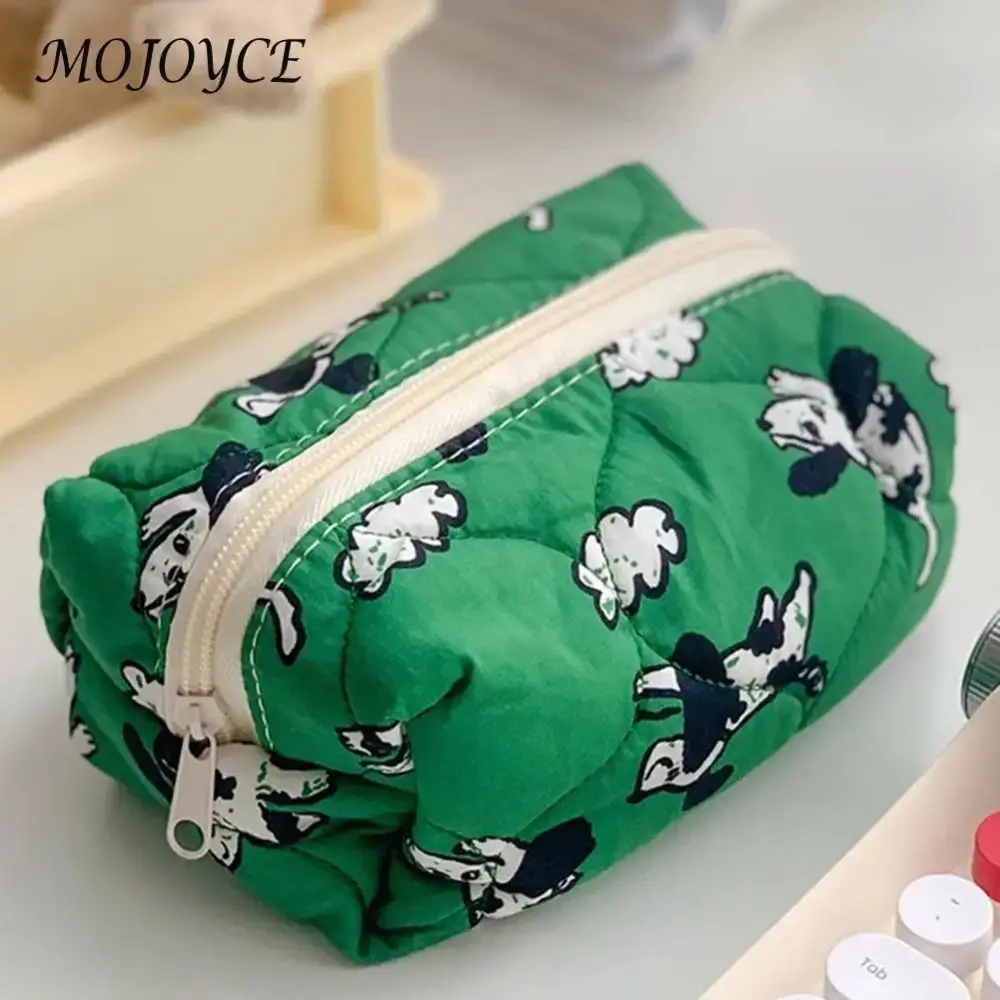 Cute Dog Sheep Pattern Cotton Wash Bag Flap Storage Bags Portable Soft Large Capacity Makeup Pouch with Zipper