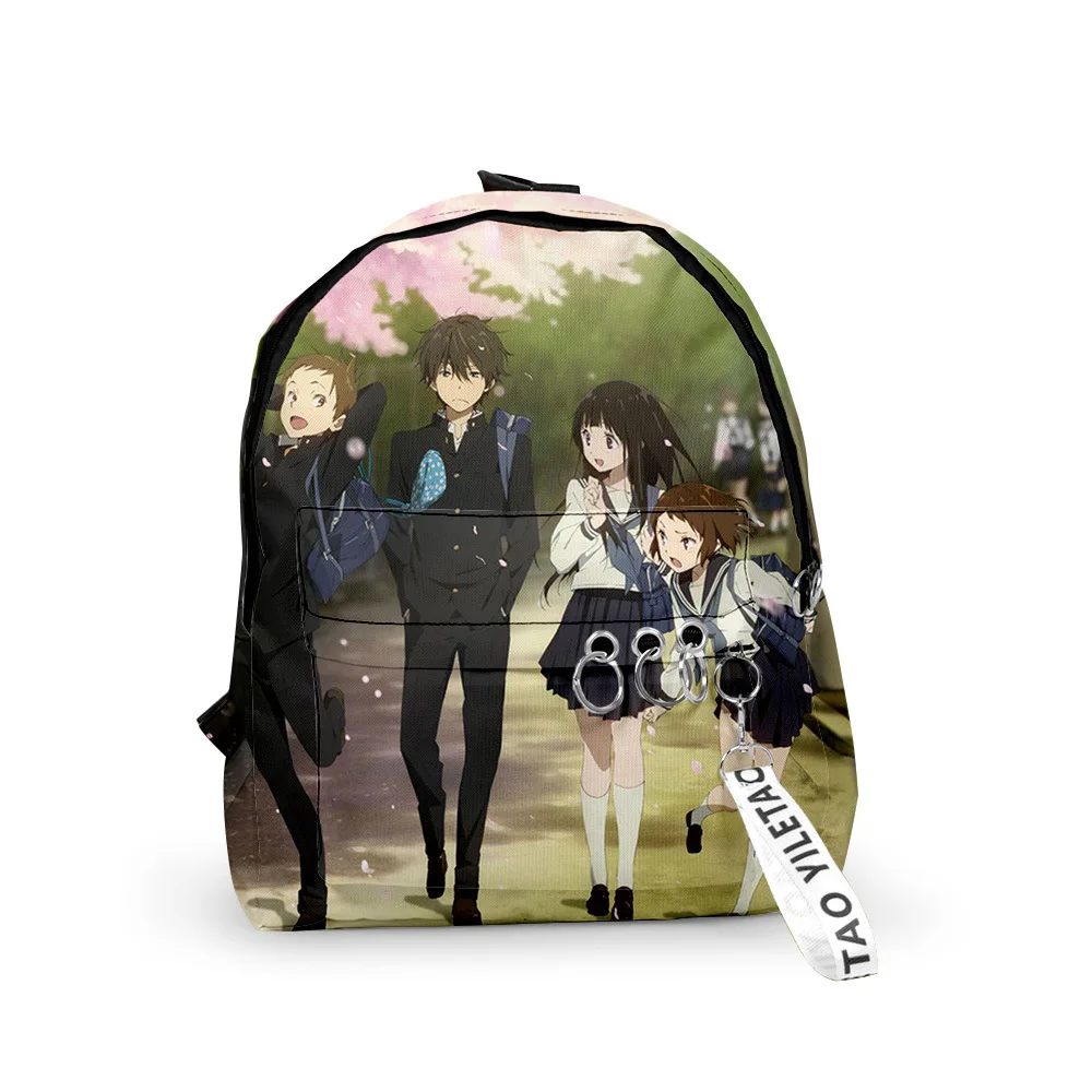 

Hip Hop Popular Hyouka Backpacks Boys/Girls pupil School Bags 3D Print Keychains Oxford Waterproof Cute Small Backpacks