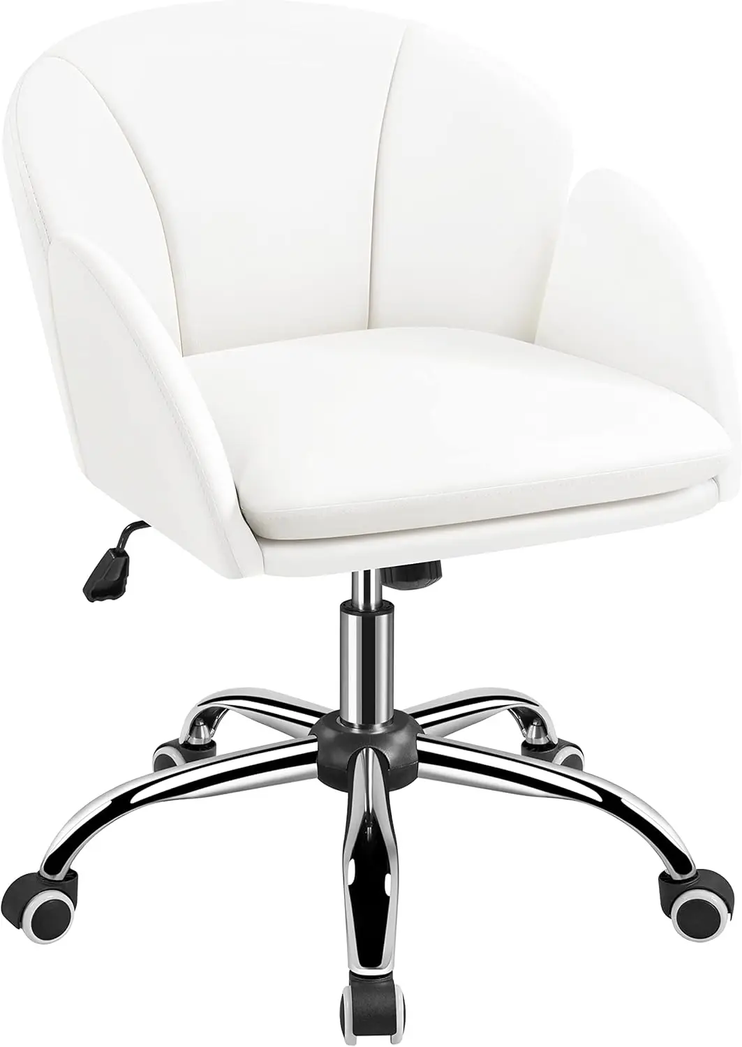 

Modern White Faux Leather Swivel Office Chair with Adjustable Height and Tilt for Living Room or Bedroom