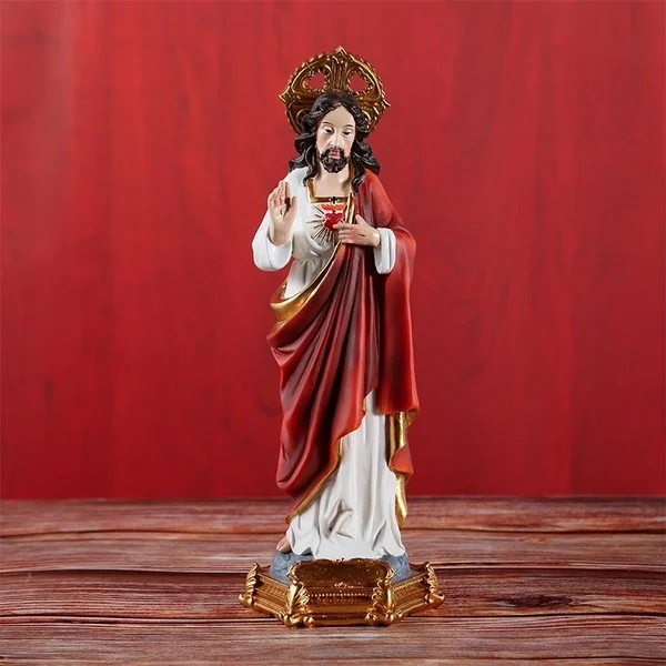 

Sacred Heart of Jesus Holy Figurine Religious Decoration Christian Statue Resin Crafts Gifts