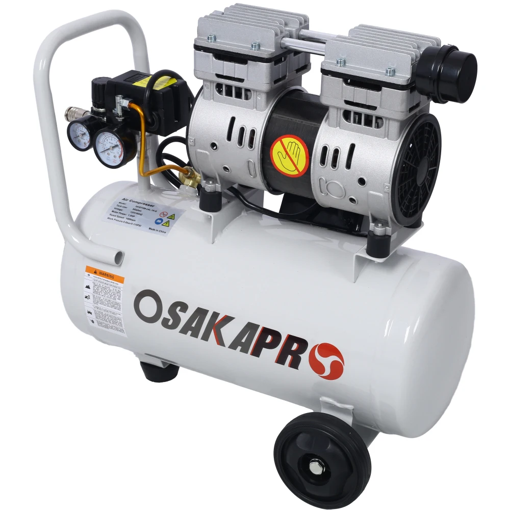 1.5HP Silent Oil-Free Air Compressor 8 Gallon, Oil-Free, Electric Shop Air Compressor Portable,Lightweight with Wheels, 70 dBA