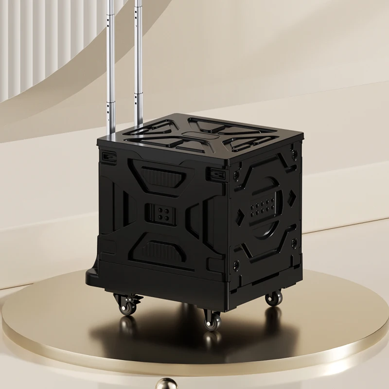 Carrito de Compras Multifuncional Plegable de Acero Inoxidable y Plástico, Apilable, para Almacenamiento en el Hogar, Cocina, Auto y Camping