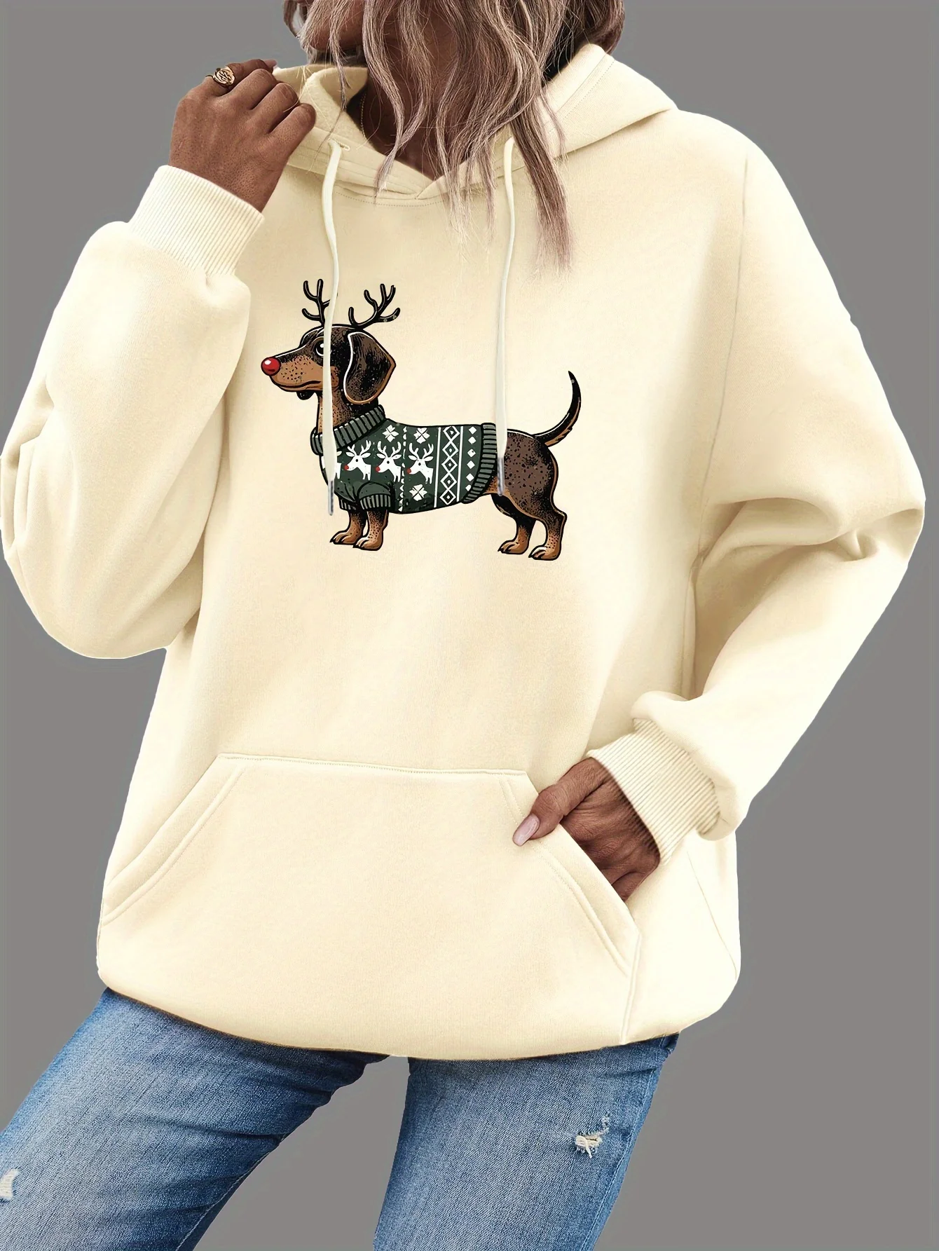 Lässiger Damen-Hoodie mit einem süßen Katzenmuster, Rundhalsausschnitt, langen Ärmeln, ideal für Herbst und Winter, um die Körpertemperatur zu regulieren, normaler Schnitt. – Detail 17