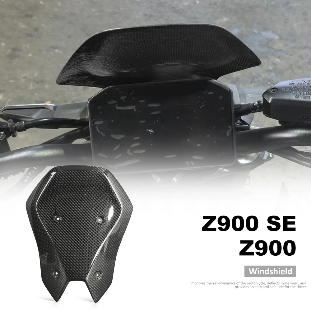 

Motorcycle Windshield Windscreen For Kawasaki Z900 Z 900 Z900 SE 2025 Front Wind Shield Screen Deflectors Carbon Fiber Material