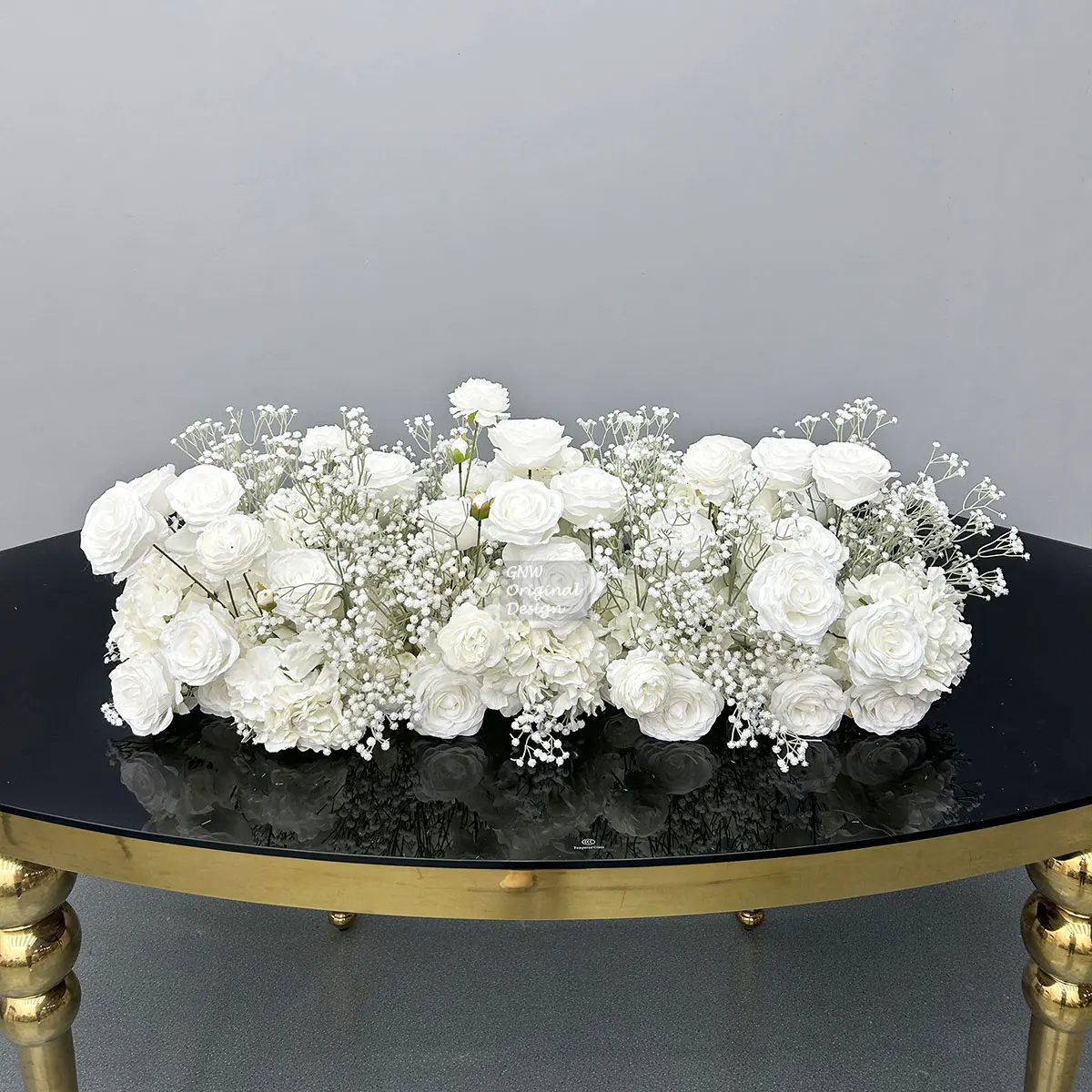 Custom Wholesale Beige And Coffee Rose Artificial Flower Runner For Wedding Decorations