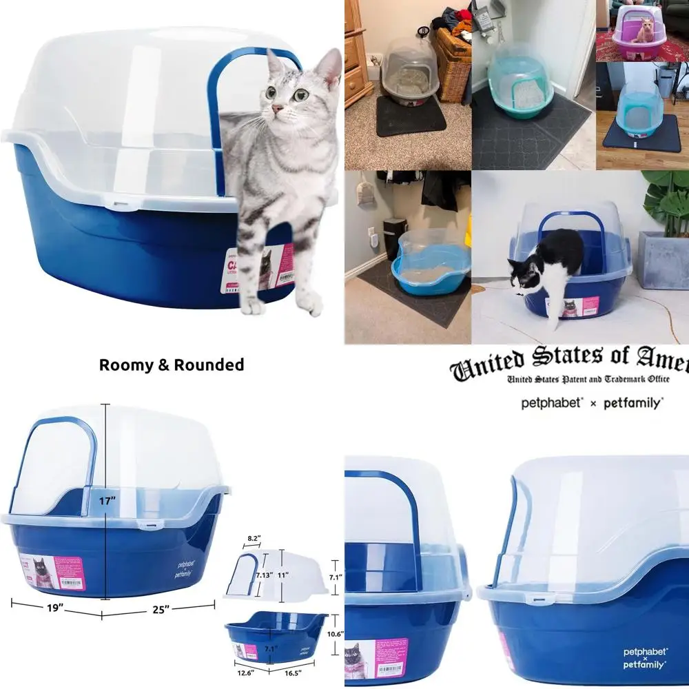 

Extra Large Navy Blue Covered Litter Box for Two Cats