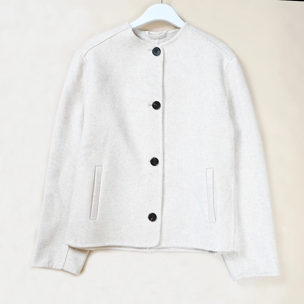 

Новое зимнее женское круглое пальто Ne Pilot с двойной шерстяной смесью Jaet ort Верхняя одежда Топ Thiened Long Sve с круглым воротником