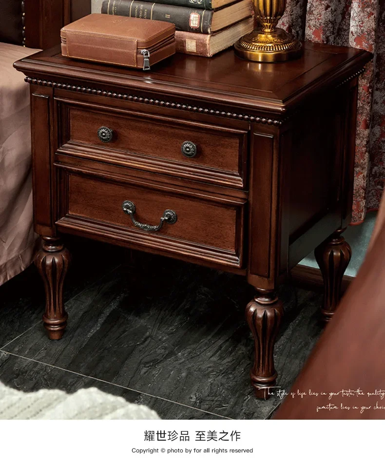 American all-solid wood bedside table Bedroom bedside cabinet Light luxury
