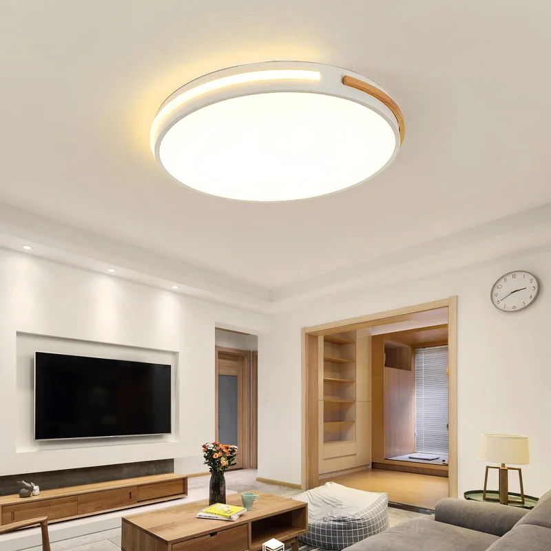 Modern Wood Living room And Hall Ceiling lamp Led Ceiling Lamp For Bedroom Loft Office Kitchen Dining Circular Decor Indoor ligh