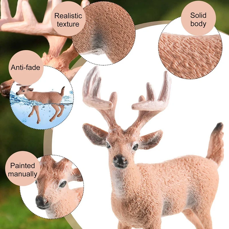 Figurines Animaux de la Forêt pour le calcul, 12 pièces, Famille Cerf, SLaura, Jouets Miniatures