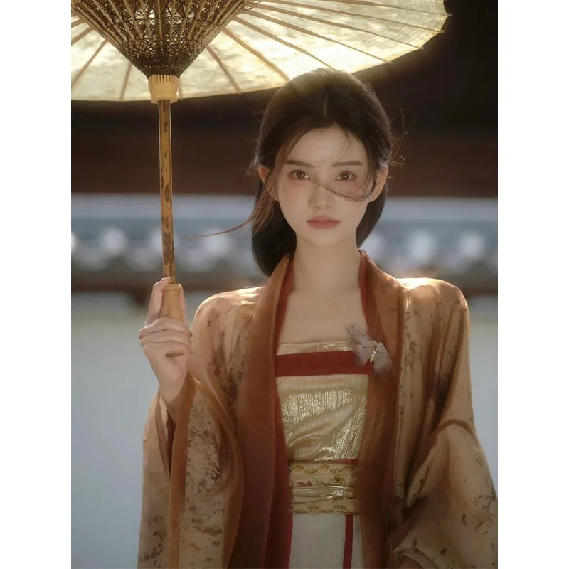 

Chinese Fairy Song Dynasty Improved Hanfu Set, Summer High-Waisted Ruqun, Flowy Cool Wide Sleeve Outfit for Women