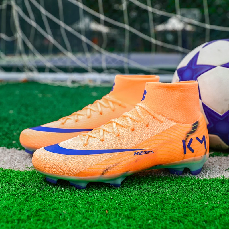 Men's High Top Soccer Shoes FG Long Spikes Adult Football Shoes Lightweight Professional Athletic Training