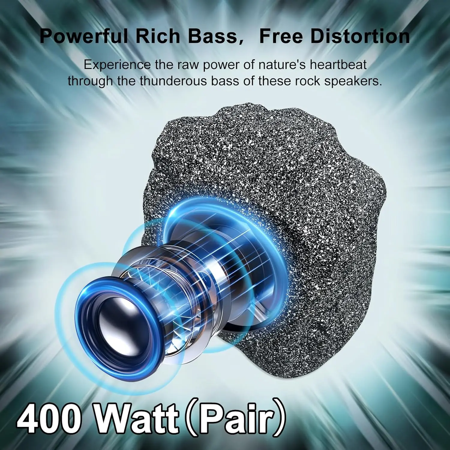 

8 Inch Wireless Rock Speakers Outdoor Waterproof Resin Material Digital Stereo Effect Tweeter Garden Pool Sound System 2026