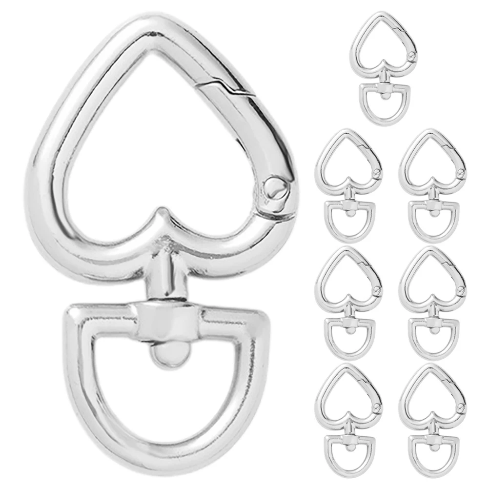 

8 PCS Metal Heart Keychain Ring Clasps for Keychains Rotatable Shape Craft Buckles