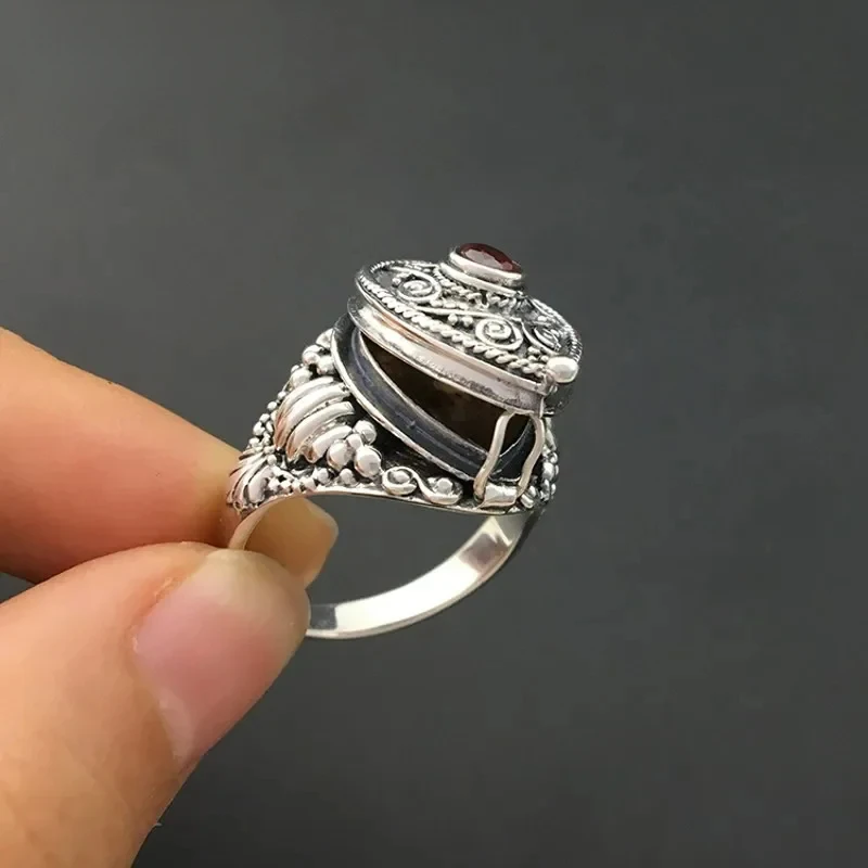 Real S925 Silver Jewelry Nepal Open Gado Box Ring Female Retro Exquisite PersonAlibabaty Mother's Gft