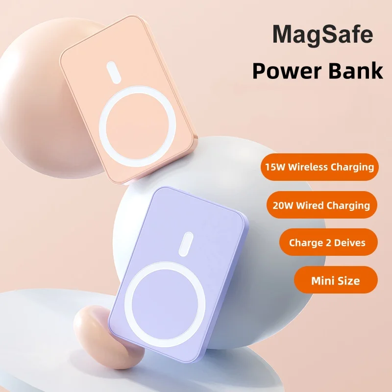 

Магнитный беспроводной внешний аккумулятор 10000 мАч с быстрой зарядкой PD20W для iPhone 17, 16, Samsung, Xiaomi, совместимый с MagSafe