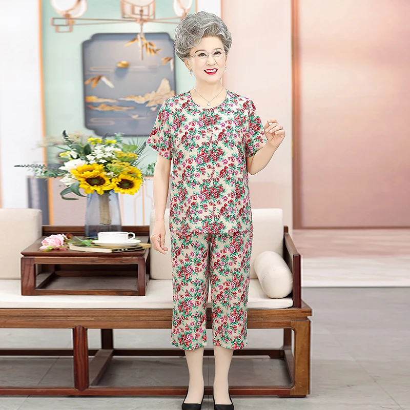 Fashion Suit Women Summer  New Home Wear Cropped There Are Pockets Casual Two-piece Suit Female Printing Loose Sets High Quality