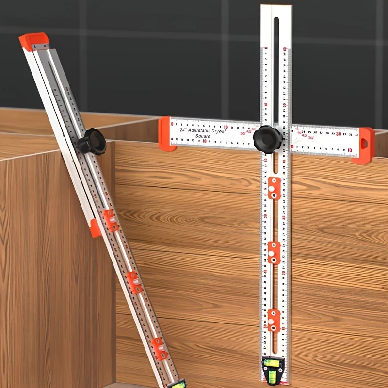 Woodworking 2-in-1 Punching Positioning Ruler T-Shaped Ruler Multifunctional Angle Ruler,Aluminum Alloy Marking Measuring Tool