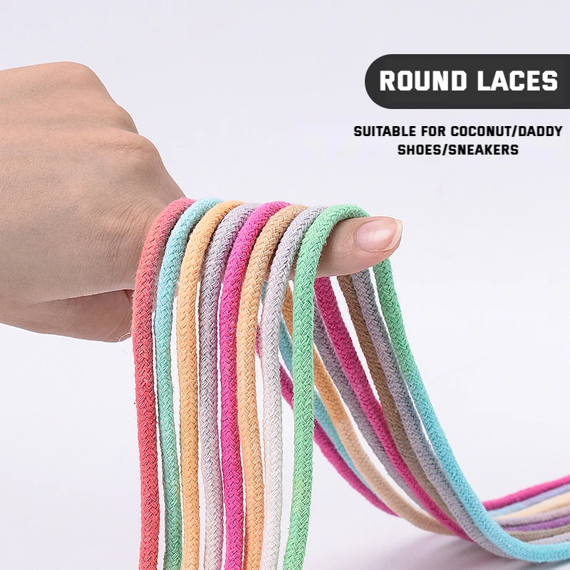 Round Rainbow Shoelaces for Sneakers Casual Canvas Shoe Laces Colorful Gradient Shoelace Cotton Sports Shoe Shoestrings 4mm Bold