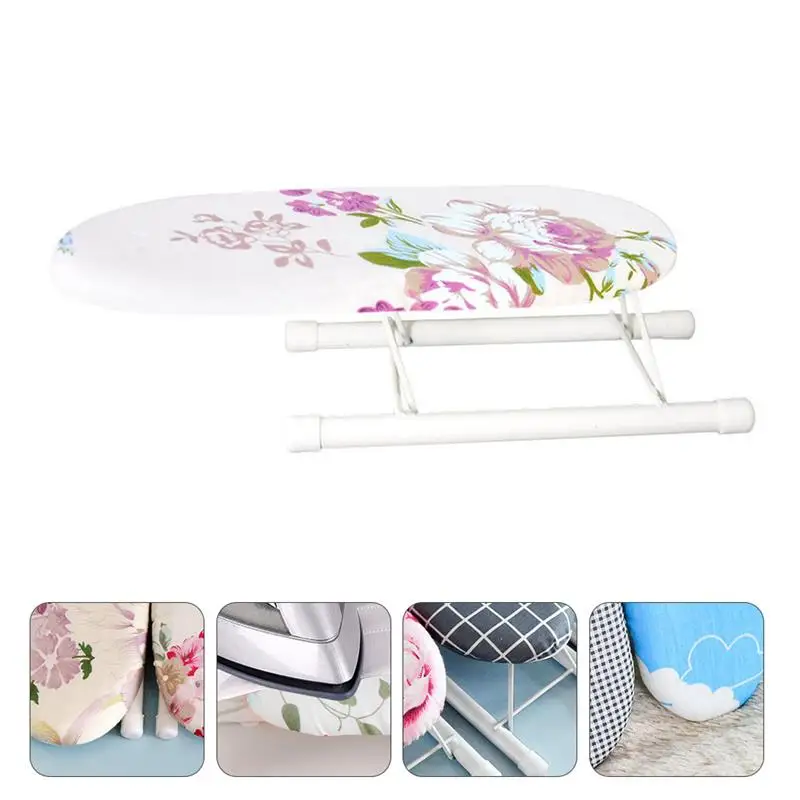 Ironing Board Small Mini Table Folding Portable Countertable Iron Legs Boards With Spaces Cover Rings And Pad Handy