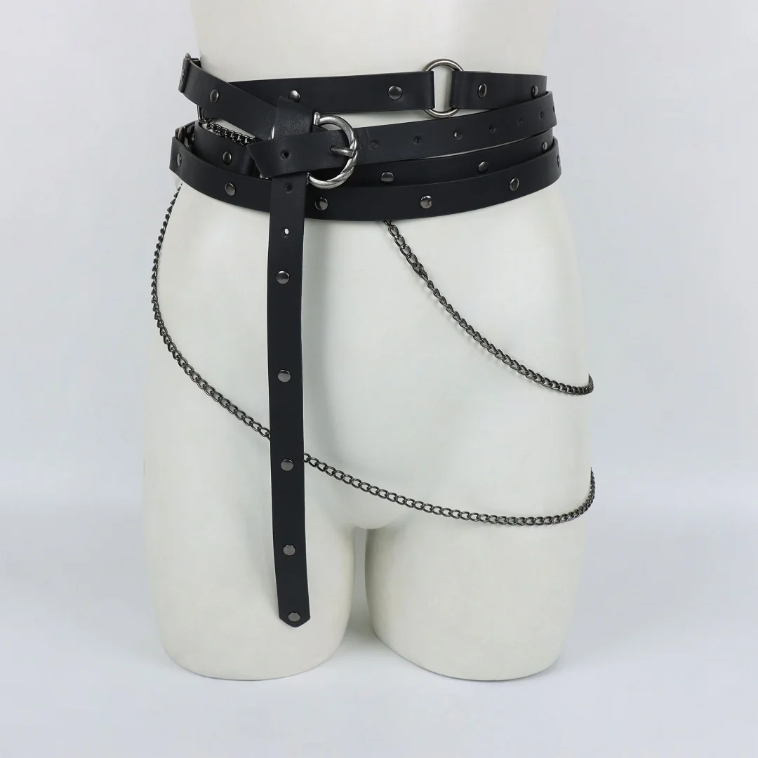 UYEE Retro-Gürtel im Wikinger-Stil, verstellbarer mittelalterlicher PU-Ledergürtel mit Metallkette, Punk-Steampunk-Cosplay-Zubehör – Detail 8
