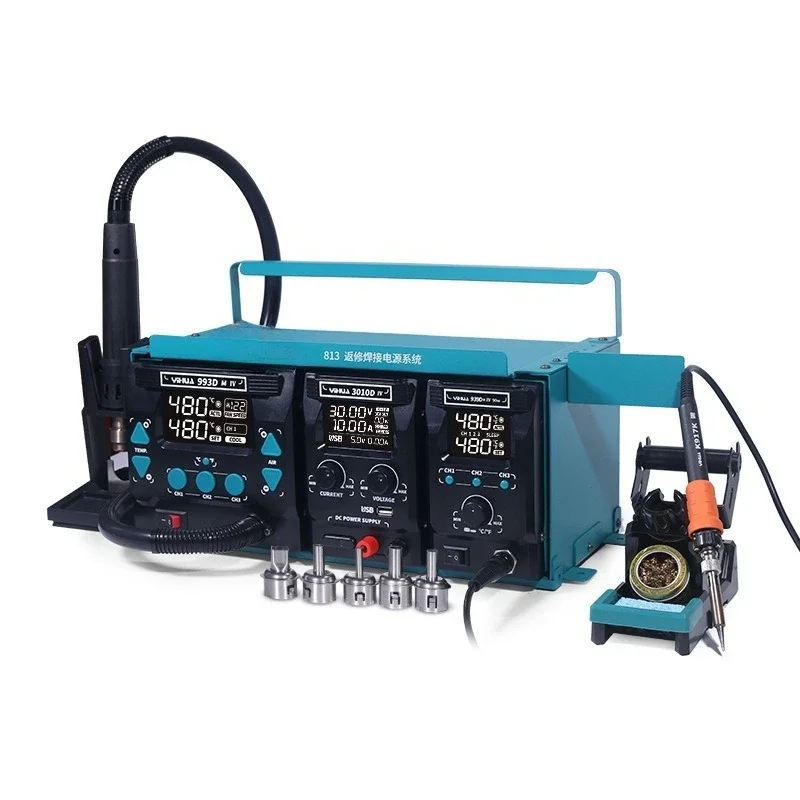 Three-piece repair welding power supply system, three-in-one hot air welding table