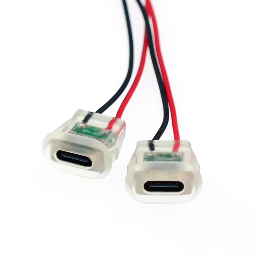 Prise de Charge USB Type C 5A، 2 Broches، avec plaque lumineuse LED، Port d'alimentation USB-C étanche، موصل أنثى TYPE- #5