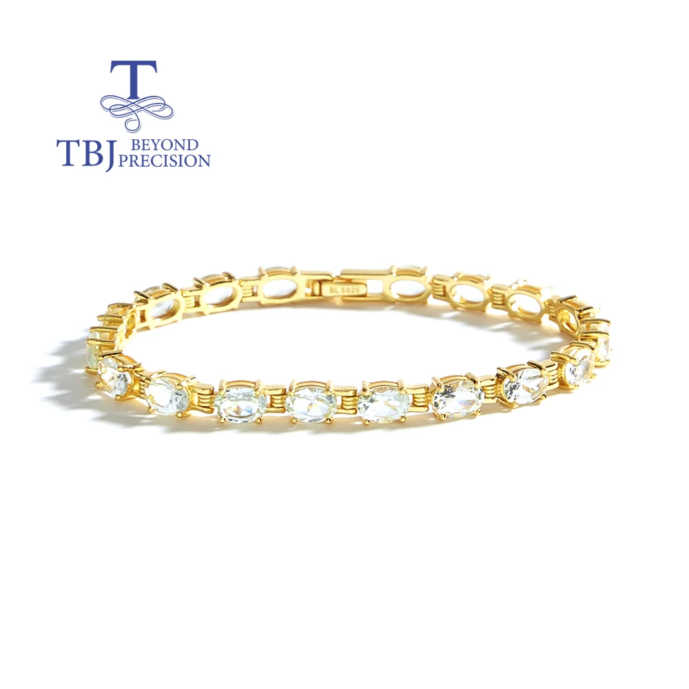 

Simple 925 Sterling silver women's Bracelet Natural white Aquamarine oval 5*7mm gemstones fine jewelry for birthday party gifts