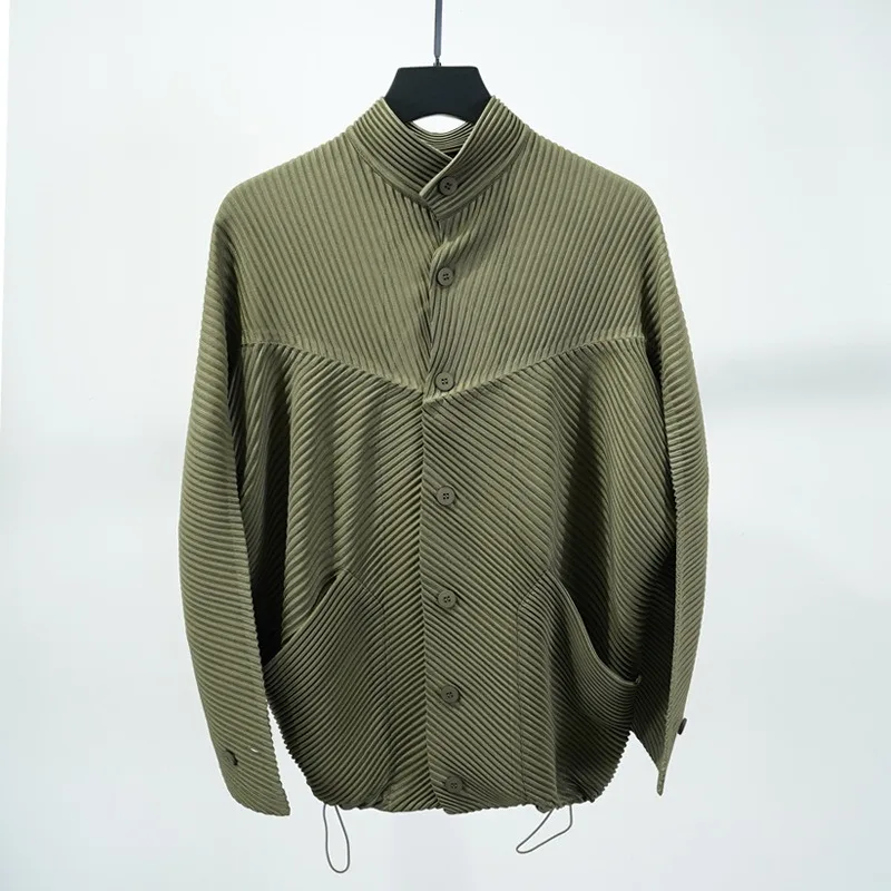 مياكي مطوي بدلة طويلة 2025 Plisse بدلة رجالية غير رسمية خريف جديد وصول سترة + السراويل تنوعا فضفاضة تناسب 2 قطعة مجموعة الملابس #2