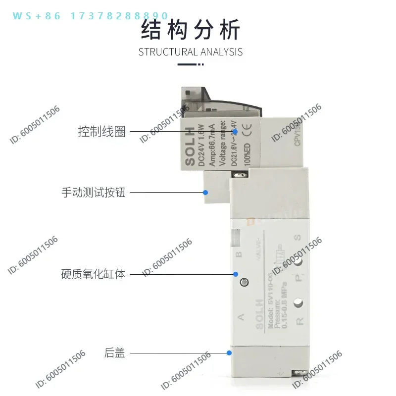 High frequency solenoid valve two position five way pneumatic solenoid valve control valve 5V110/120/130C/130E/130P
