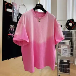 Mezza manica Ropa De Mujer maglietta oversize magliette in cotone magliette rosa sfumate vestiti Grunge Camisetas magliette grafiche 2024 nuovo