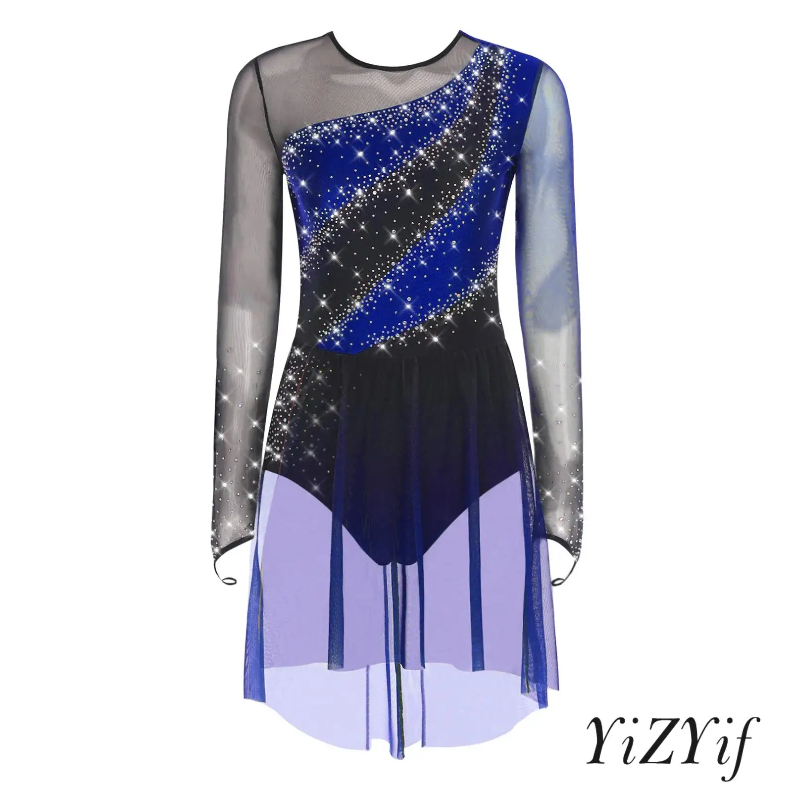 

Женское цельное гимнастическое танцевальное платье с блестками контрастного цвета, эластичная быстросохнущая ткань для тренировок по сцене и танцам ‌