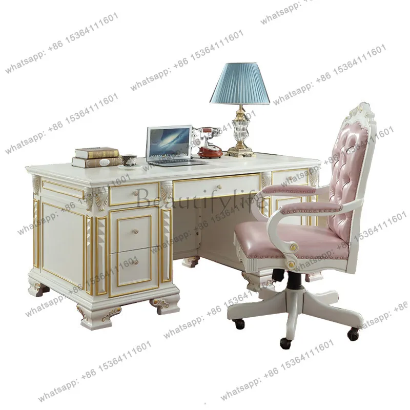 

Европейский стол из массива дерева, письменный стол большого класса, компьютер, письменный стол высокого класса.