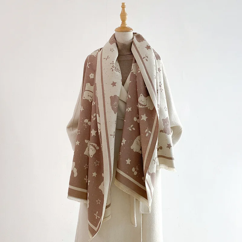 Sweet starry sky kitten scarf commuting temperament fashionable high-end versatile imitation cashmere going out shawl jacquard