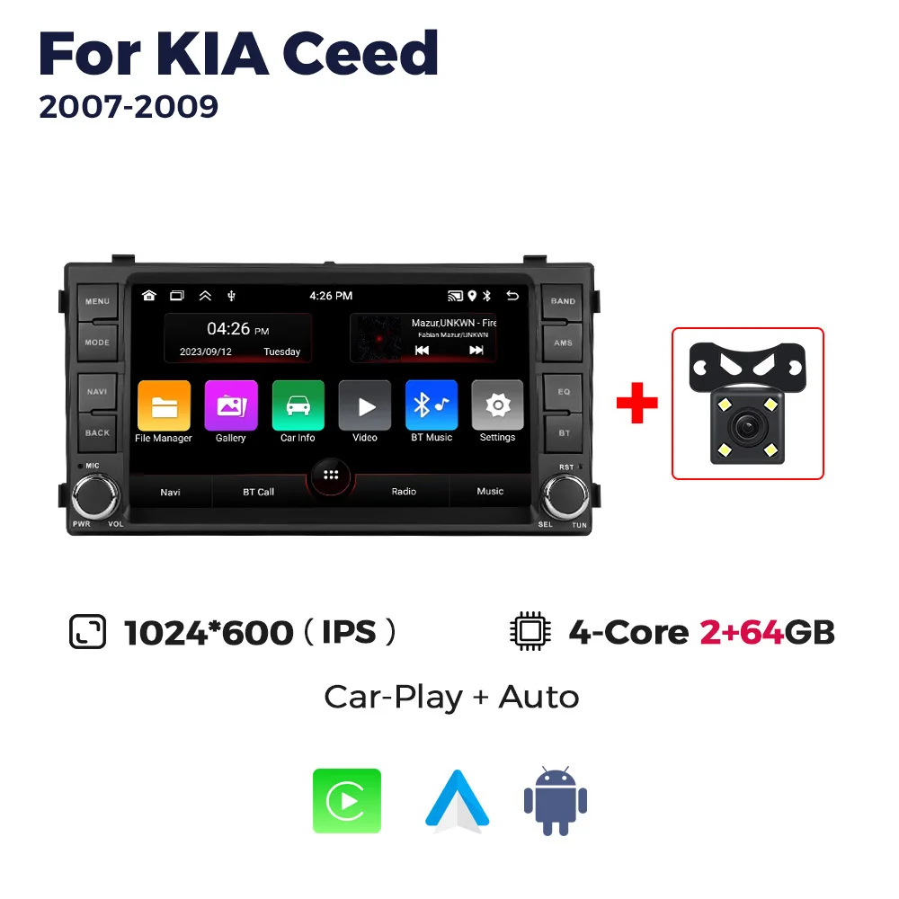 7 inch Draadloze CarPlay Android Auto Multimedia Scherm Voor KIA Ceed 2007-2009 Android 15 Autoradio GPS intelligente Systeem