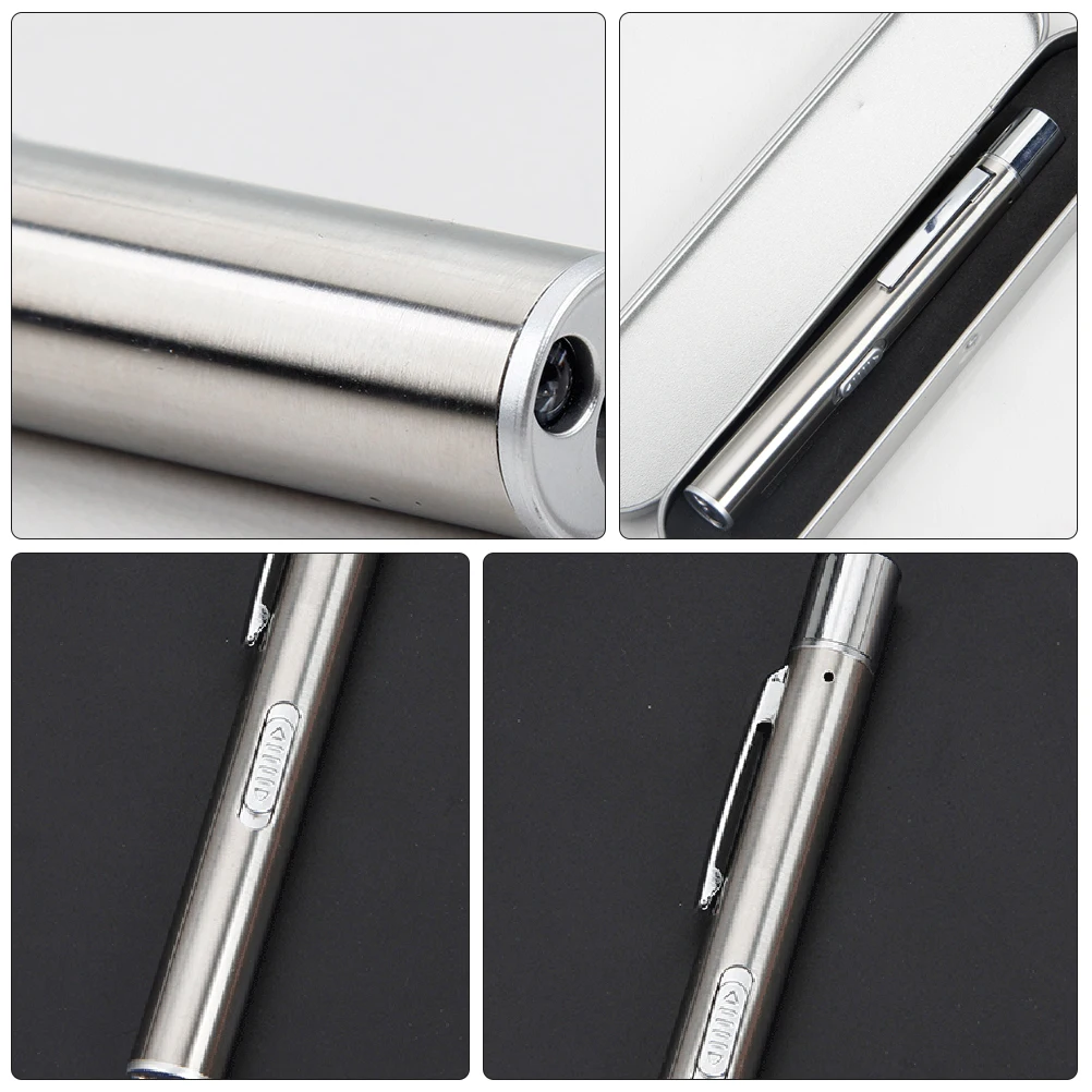 

2 Pcs Medical Pen Light Silver Metal Rechargeable LED Flashlight Nurse Tool Compact Size Bright White Yellow Light Pocket Clip