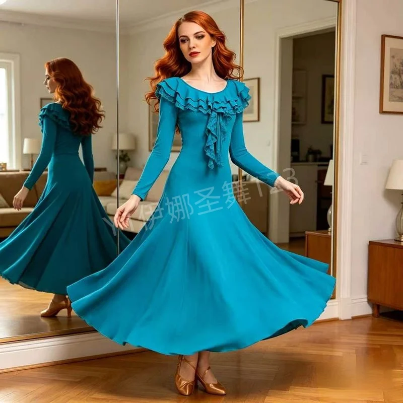 Elegant Rose Flower National Standard Ballroom Dance Dress Modern Waltz Foxtrot Tango Performance Costume for Men And Women