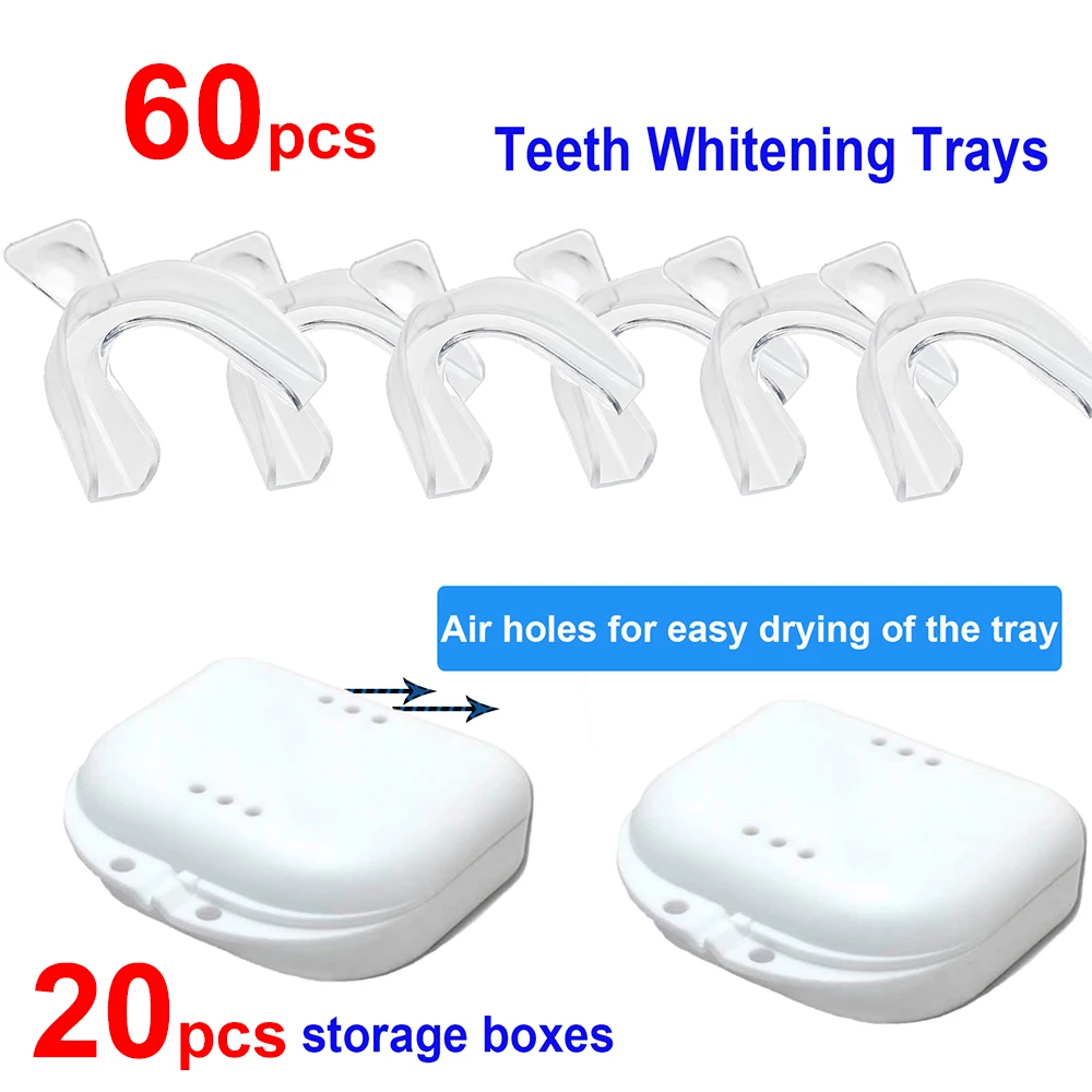 60pcs Teeth Trays for Dental Whitening Teeth Mouth Trays Mouth Guard Teeth Protector Night Sleep Dental Teeth Whitening Trays