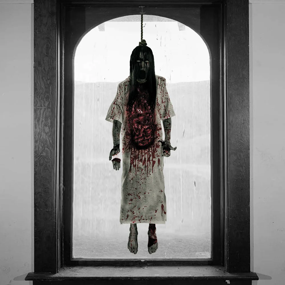 

Home Halloween Window Stickers Skeleton PVC Halloween Wall Stickers Wall Decoration Horror Door Sticker Hanging Ghosts