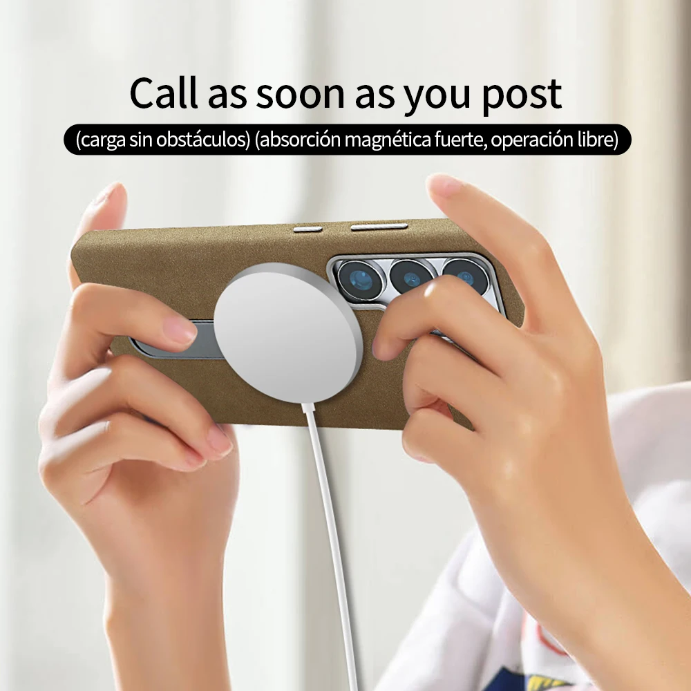 Wear-Resistant Suede Faux Leather Phone Case with 360° Rotatable Stand for Galaxy S25 Ultra/S24 U - Wireless Charging Compatible - view 2