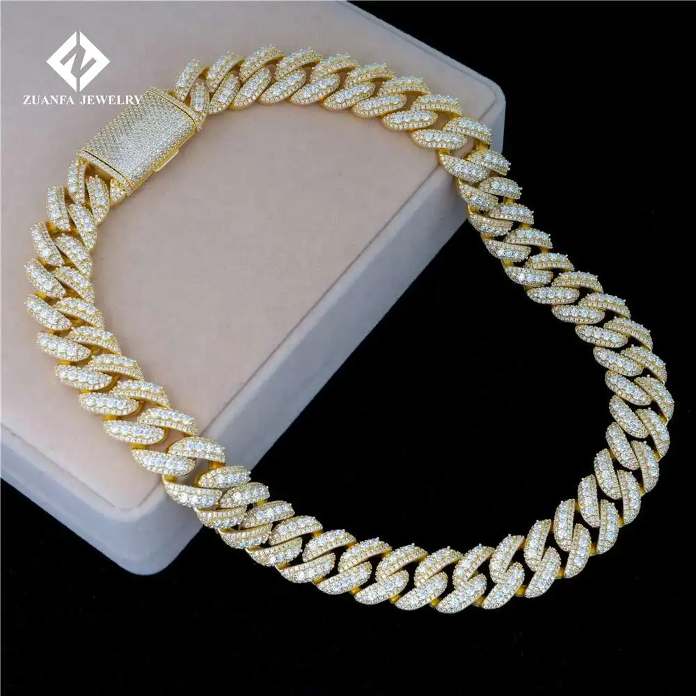 Pass Diamond Tester 20mm 925 Silver Vvs Moissanite Diamond Custom Hip Hop Jewelry Iced Out Cuban Link Chain Initial Necklace